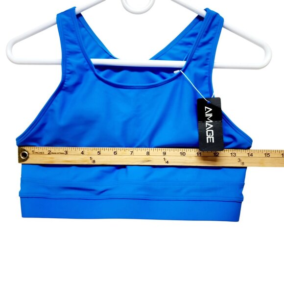 Womens Bright Blue Racerback Sports Bra Size  M Aimage Stretch  Supportive Fit - Picture 4 of 6